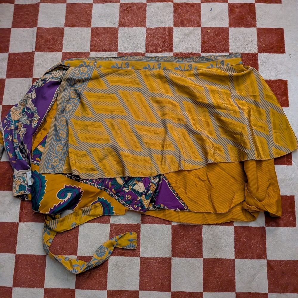Asymmetrical Yellow Wrap Skirt